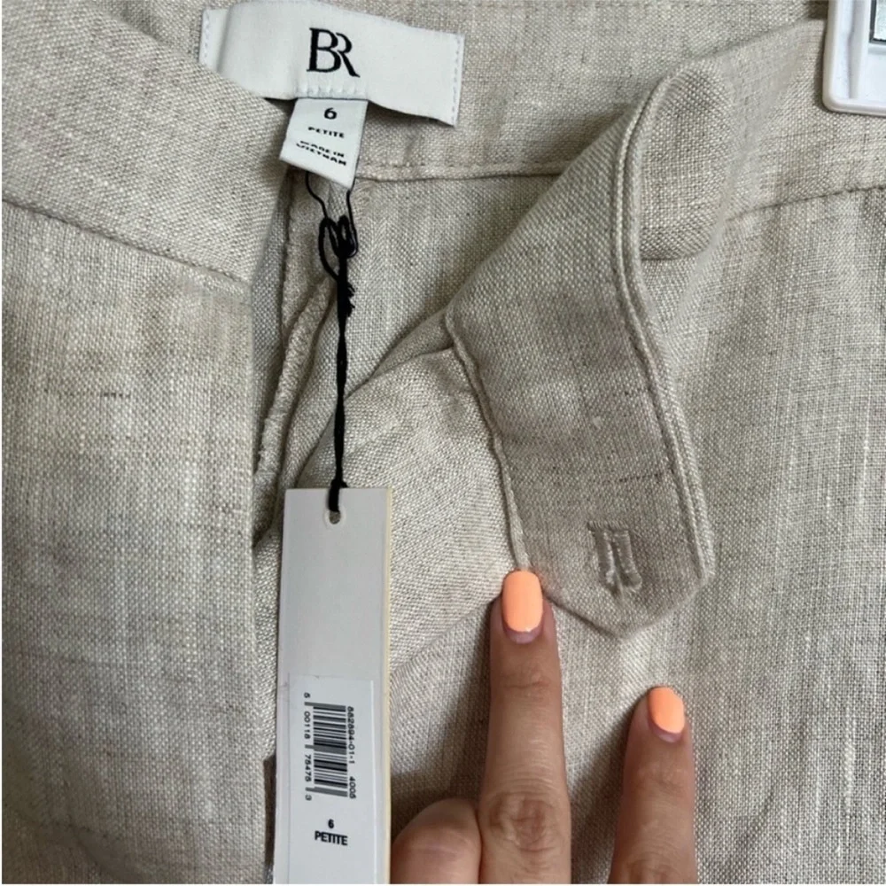Banana Republic Lina Slim Ankle Linen Pants Neutral Cream Workwear 6P NWT